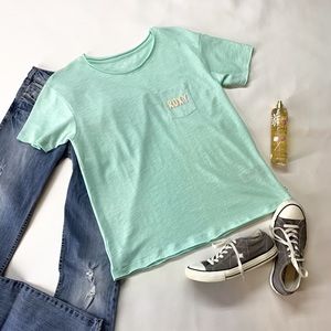 Roxy Be 100% You, Raw Hem, Pocket, Wide Neckline